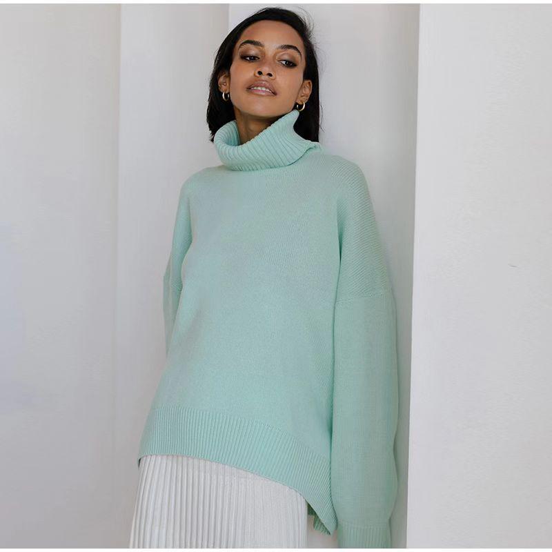 European & American Women's Thick Knit Sweater - Autumn/Winter, Loose High Neck Pullover