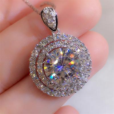 Collana da Donna con Ciondolo in Pietra Rotonda con Doppio Cerchio Scintillante Gioielli Eleganti Ispirati al Matrimonio