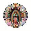 Multicolor Metal Wind Spinner Ornament with Swivel Hook - 25.4 cm Double Sided Circular Garden Decor featuring a Portrait Design, Ideal for Yard