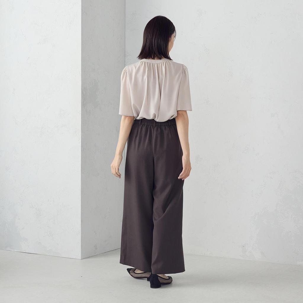Comme Ca Ism Front and Back Gathered Blouse L Beige 2-Way 12-68CK25-205