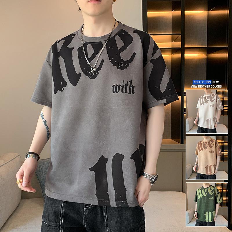 Camiseta Masculina de Manga Curta Verão Lazer Esportes Algodão