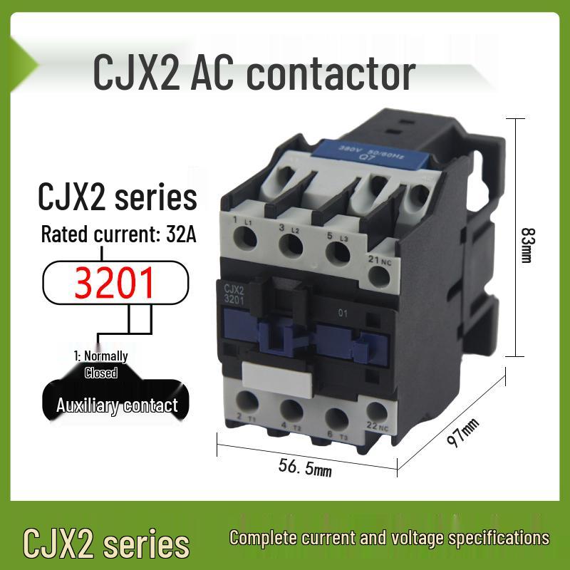 AC Contactor CJX2 Series: 1210, 0910, 1810, 2510, 3210 - Single-phase 220V, Three-phase 380V, 12A