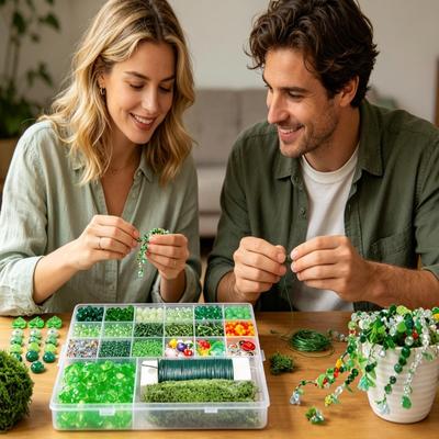 Beaded Plant Kit Handmade Rustic DIY Jewelry Making Set Glass Plant Pot Beading Kits for Women Men Adults Beginners Lovers