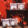 1pc Pink Halloween Cushion Cover with Ghost Pumpkin Pattern Doft Washable Cover for Holloween Themed Party Sofa Chair Decoration