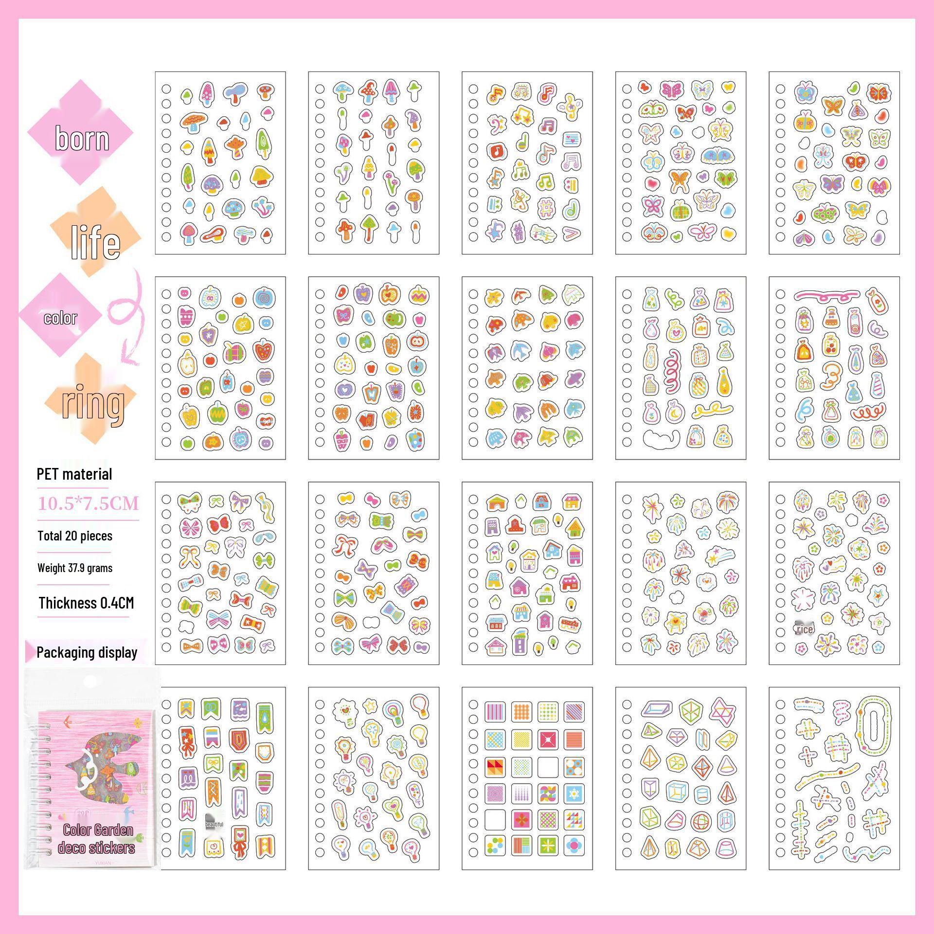 Yu Xian Mini Deco Sticker Book: Colorful Patterns for Journals, Nail Art & DIY Collage.
