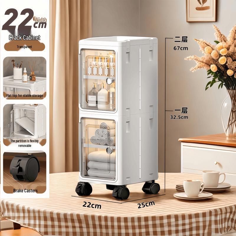 Large Capacity Floor-Standing Dustproof Gap Storage Cabinet for Bathroom