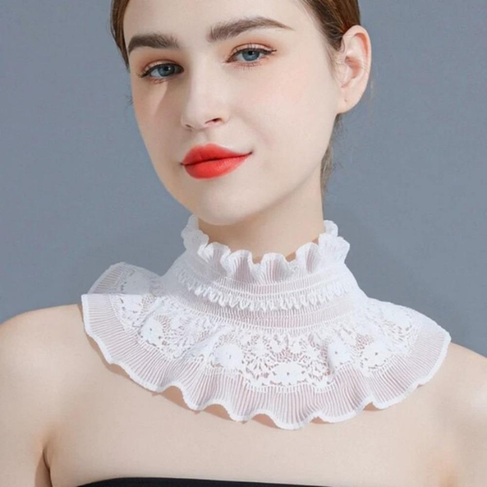 Ruffle Trim Lace Collar White Black Wrist Cuffs Clothing Accessory Fake Cuffs Daily Outfit