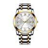 Swiss Luxury Men's Waterproof Quartz Watch with Dual Calendar & Luminous Steel Band