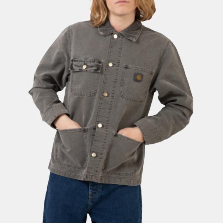 Carhartt WIP Michigan Jacket Classic American Vintage Solid Color Pocket Label Logo Work Jacket Men Jacket Black I026480-00E-FH