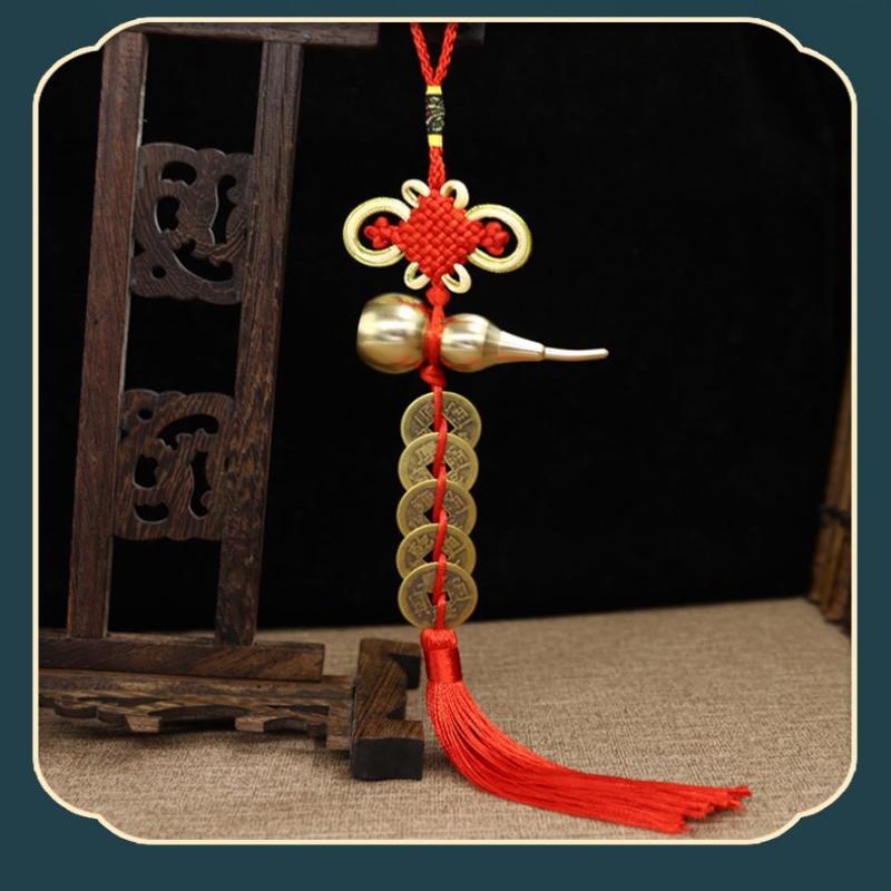 Gourd-Shaped Copper Coin Decorative Item, Entrance Hall Bathroom Auspicious Charm Pendant For Prosperity Of Wealth