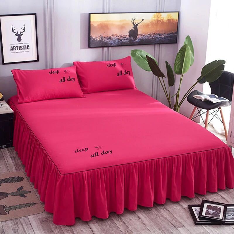 Bedsheet Bed Skirt Bedspread Non-slip Mattress Cover Bedding Bed Skirt Solid Home Hotel Bed Skirt Mattress Protector Cover