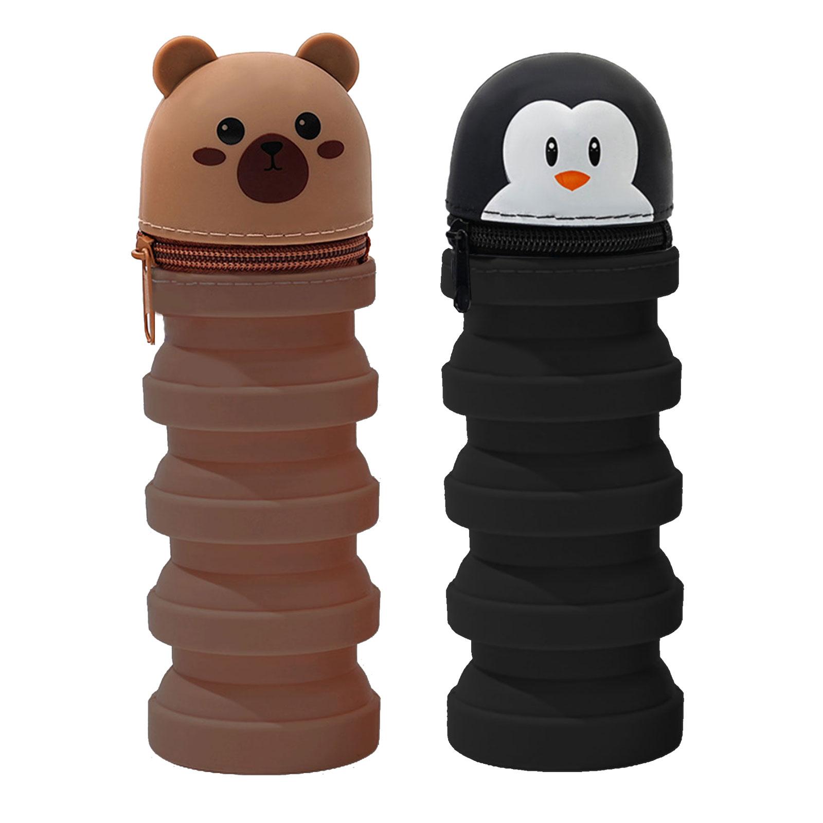 

2 шт. мультяшный чехол для ручки, телескопическая сумка для ручек, силиконовые чехлы для ручек на молнии, пенал, держатель для ручек для студентов E