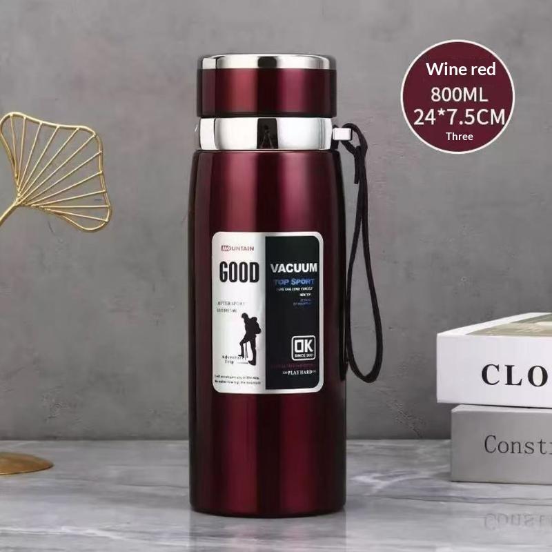 800/1000Ml Sports Thermos Bottle Large Capacity Stainless Steel Insulated Water Bottle Heat-Resistant Creative