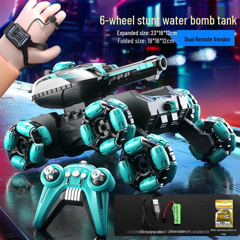 Tanc de cascadorii off-road cu telecomandă, cu detectare prin gesturi și cățărare cu șase roți