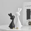 Black and White Rabbit Desktop Small Ornament Resin Handicrafts Office , Living Room Decoration Creative Soft Decoration