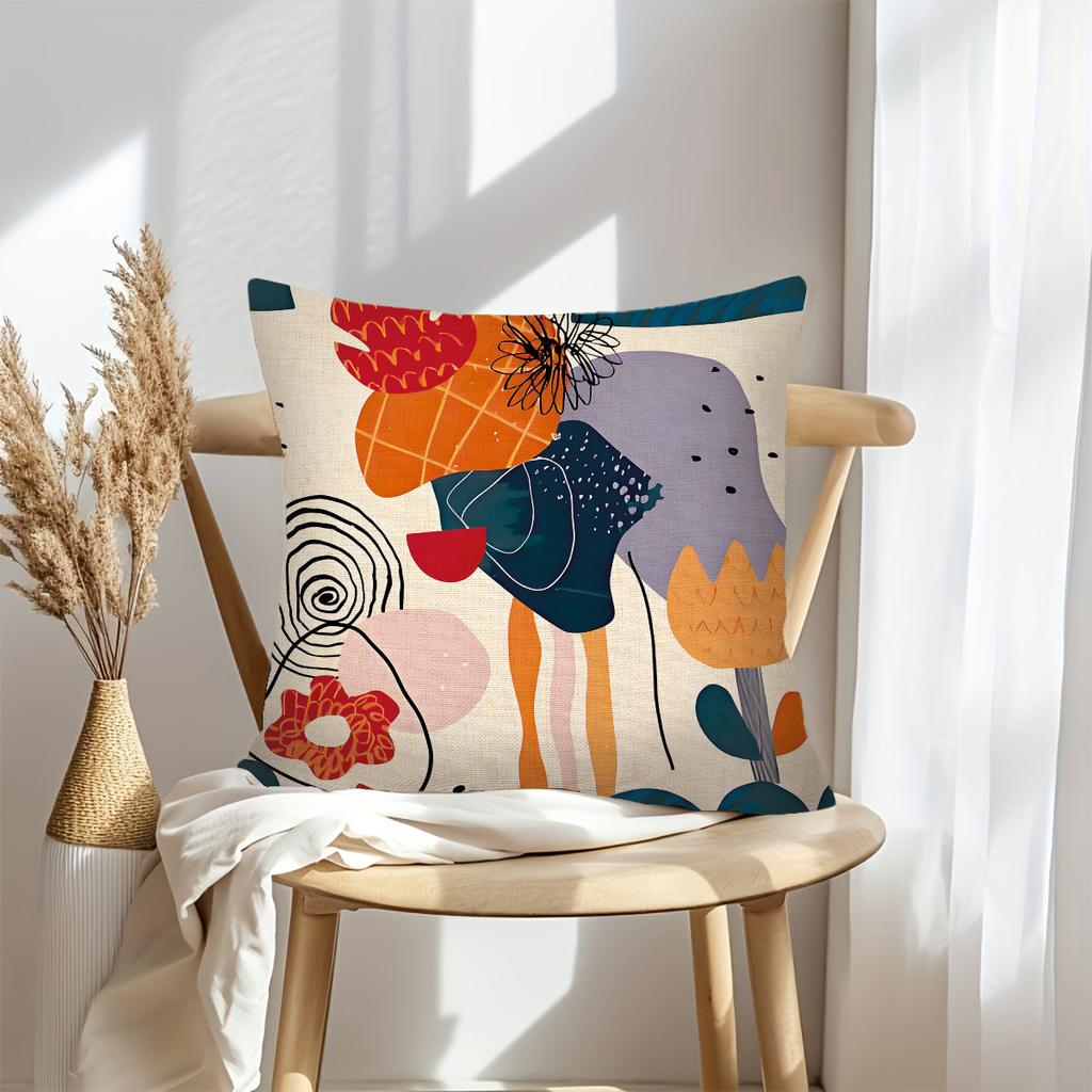 1Pc Contemporary Style Abstract Art Pillow Cover, 18X18 Inches, Suitable For Living Room Sofas