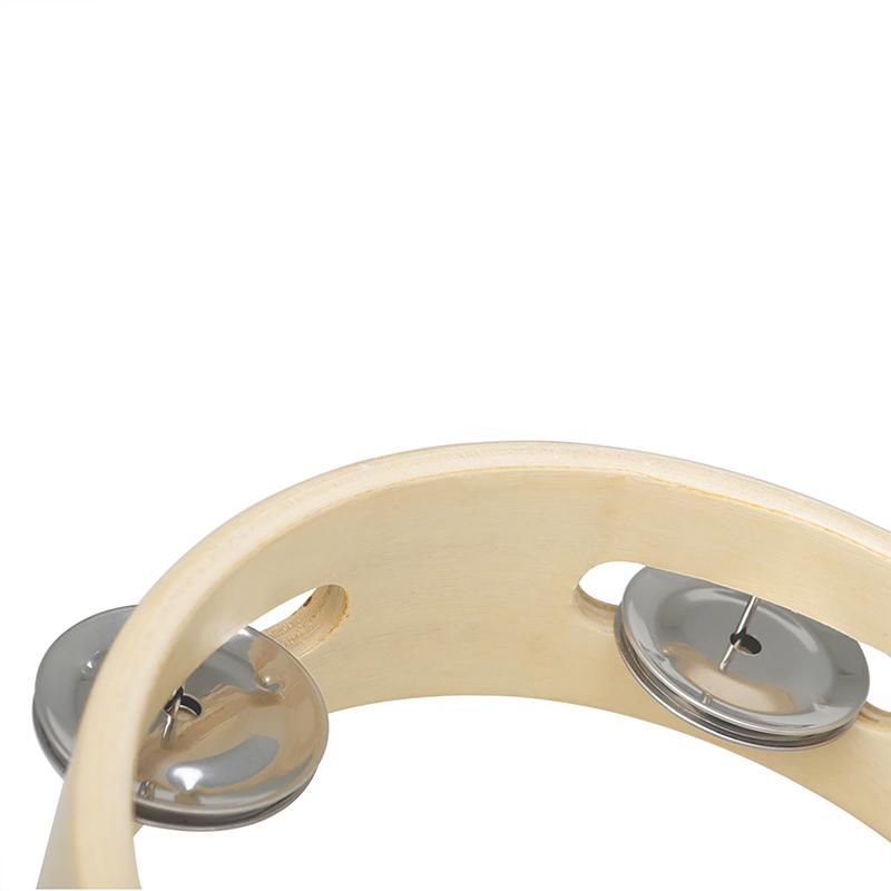 6 Inch Handbell Tambourine Metal Wooden Rattle Ball Percussion Hand Party