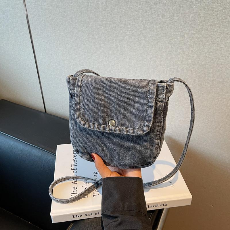 

Нишевый дизайн кроссбоди джинсовая маленькая сумка женская ретро простая повседневная сумка для мобильного телефона на плечо на каждый день чёрный