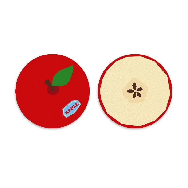 

2Pcs/Set Cute Fruit Coaster Car Water Cup Slot Pu Anti Slip Pad Universal Auto Interior Accessories Waterproof Fruit Print Drink A1