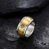 Sun Moon Nebula Electric Rotating Ring with Chinese Style Pattern and Mens Gold Plated Ring Symbolizing Brave Struggle and Tolerance