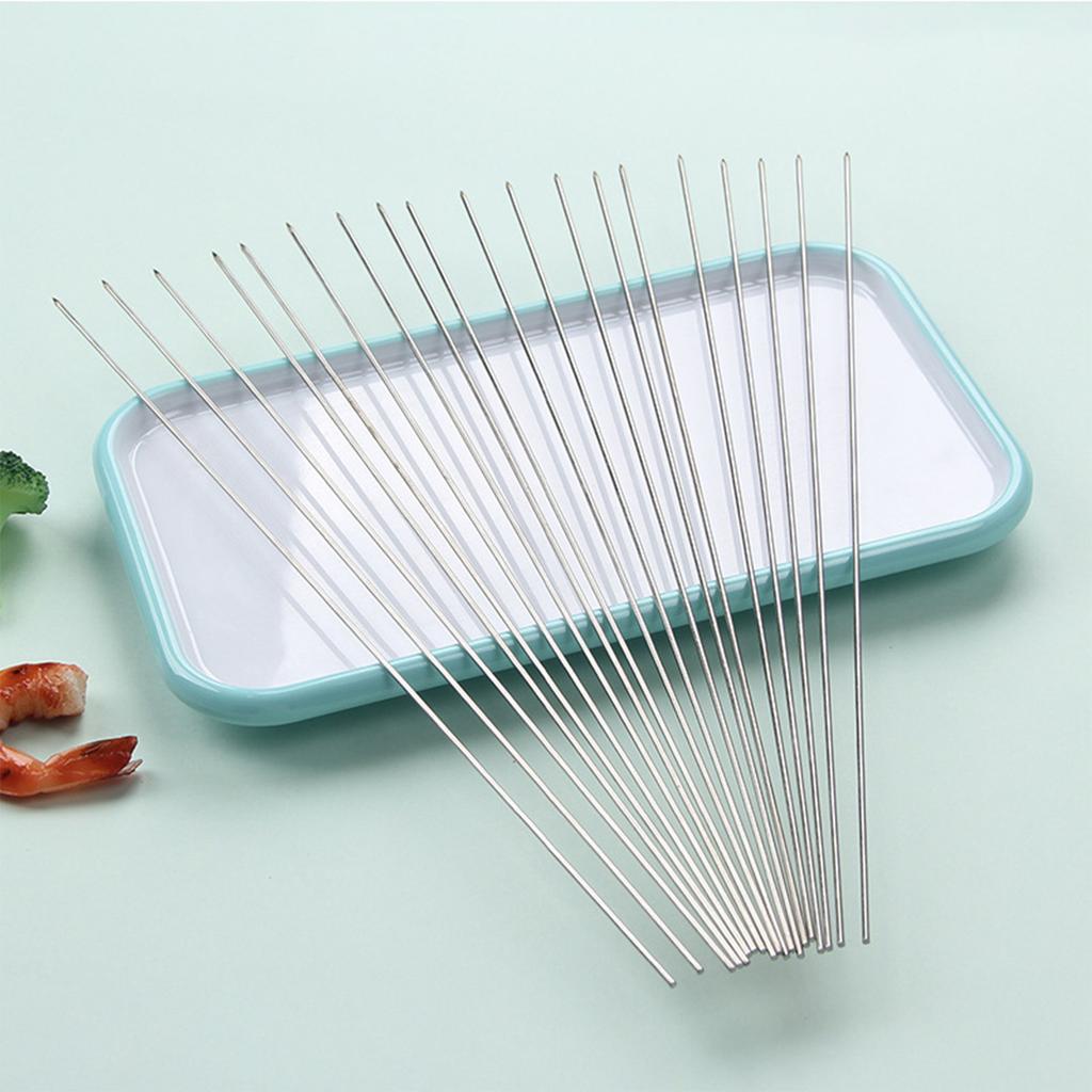 10pcs Reusable Stainless Steel BBQ Skewers Portable Grill Kabob Skewers Suitable for Family Party Shish Kabob
