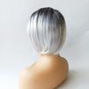 Peluca de mujer de pelo corto, estilo europeo y americano, de fibra química, con cambio gradual de color, color negro y gris, estilo bobo, peluca de pelo corto y liso.