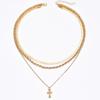 Cross pendant necklace metal jewelry women's personality fashion cold wind multi-layer stacking collarbone chain