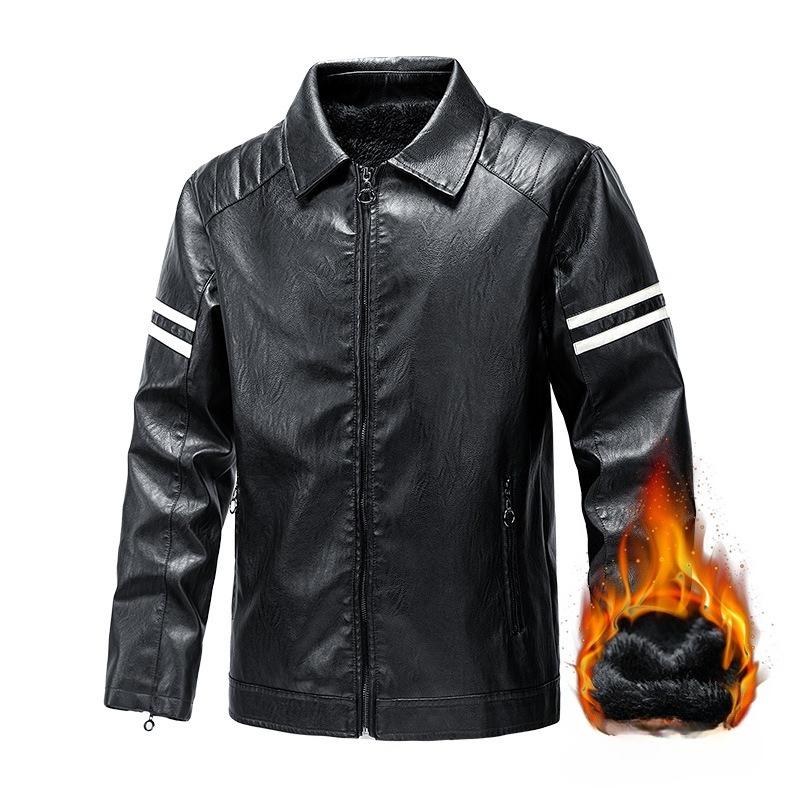 

Jacket Lapel Casual Spring and Autumn New Zipper Slim Men s Motorcycle Leather Jacket L