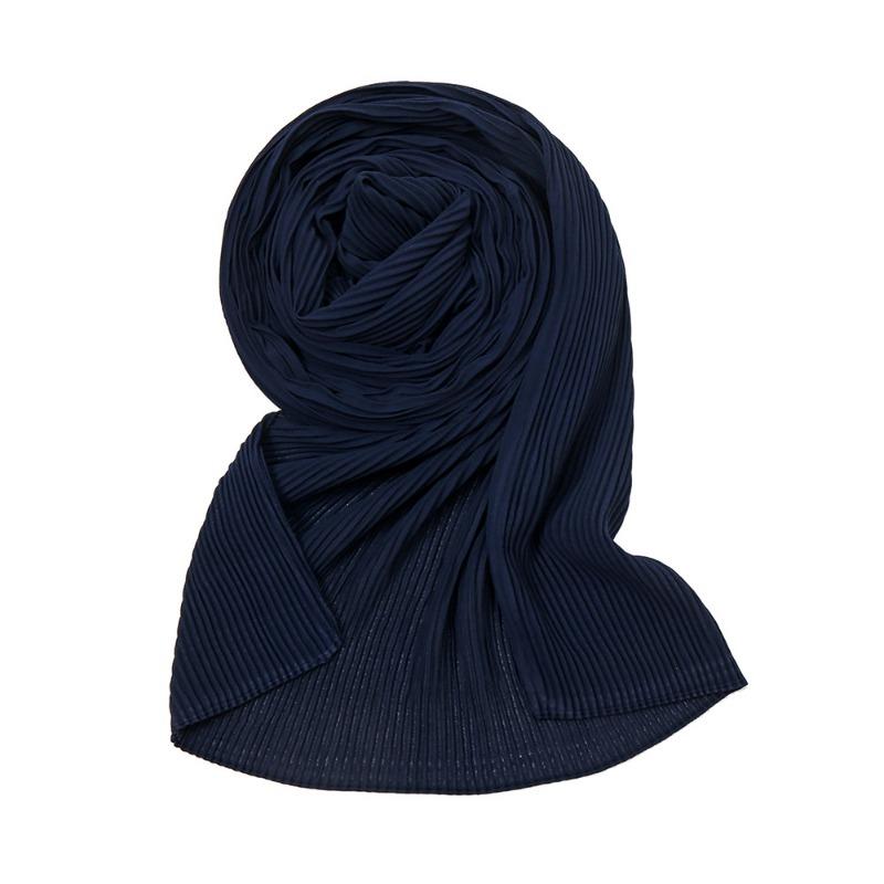 Pearl chiffon pleated monochrome scarf female solid color toothpick crushed headscarf toothpick pleated