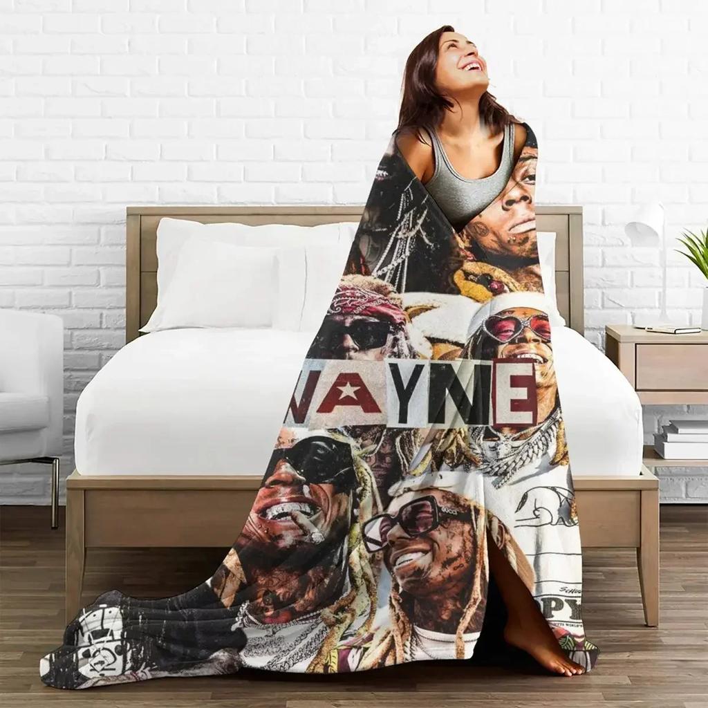 L-Lil Wayne Flanelldecke Musiksänger Superweiche Überwurfdecke für Couch Sessel Sofa Bett Reisebettdecke Sofa Bettbezug