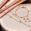 18K Gold European Zirconia Tassel Jewelry Set: Necklace, Bracelet & Earrings