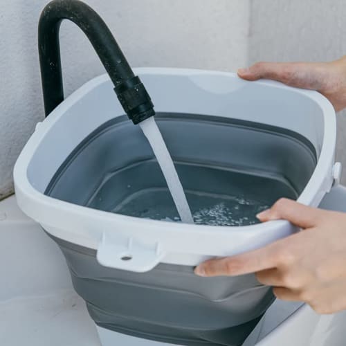 RULAYMAN Folding Bucket, Soft Silicone Bucket, Perfect for Fishing, Car Washing, Gardening, Outdoor Cleaning, Square, Available in Four Colors (3L, Gr