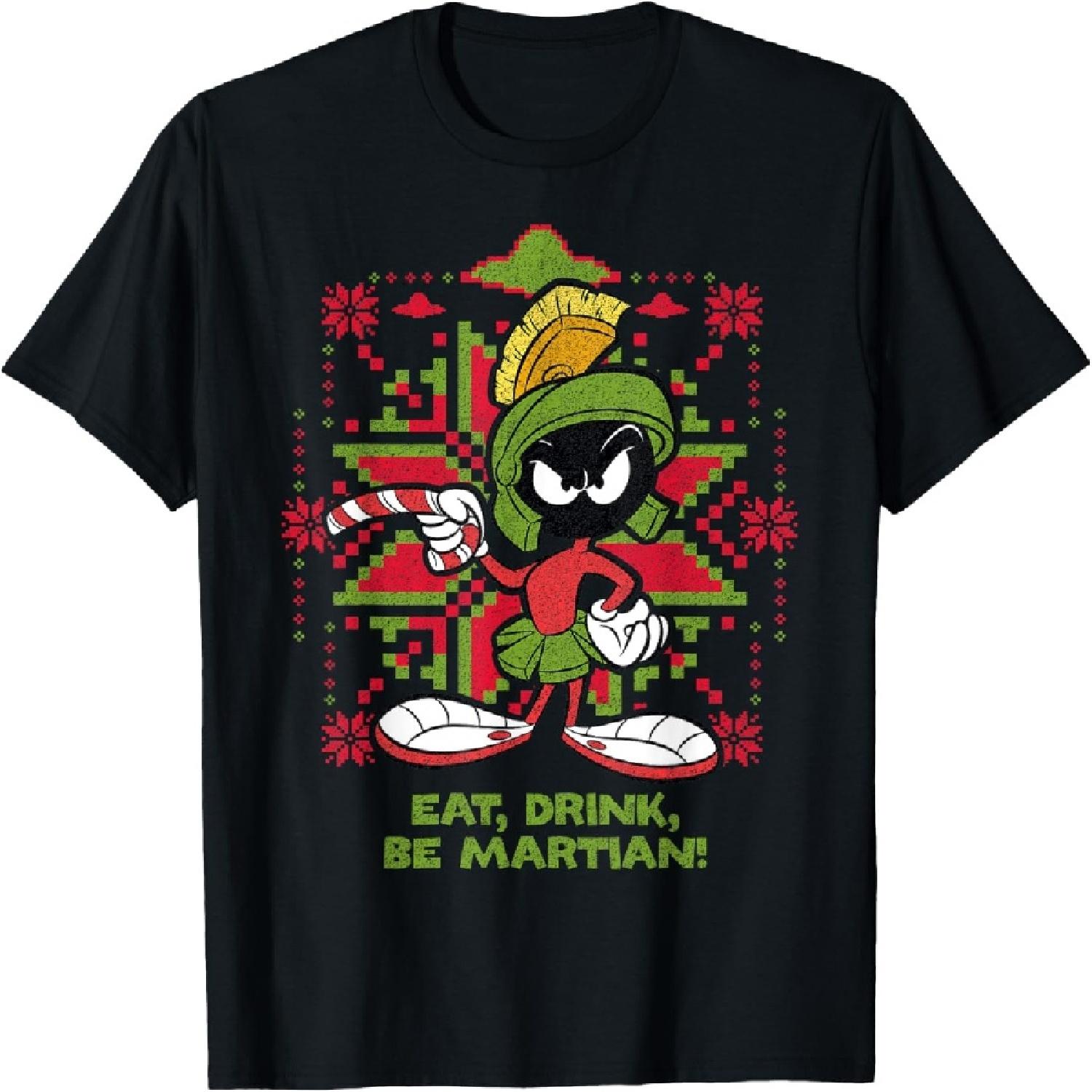 Marvin Martian Xmas Eat Dark T-Shirt S