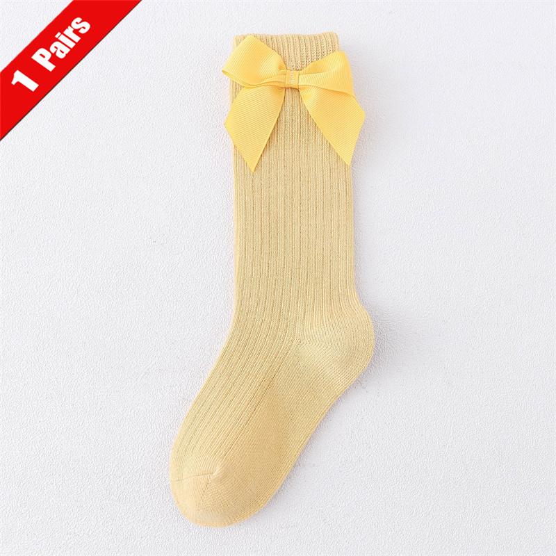 1/5Pairs Children Girls Socks With Bows Cotton Soft Toddlers Long Socks Kids Princess Dance Knee Stocking For Girls 1-8Years Old