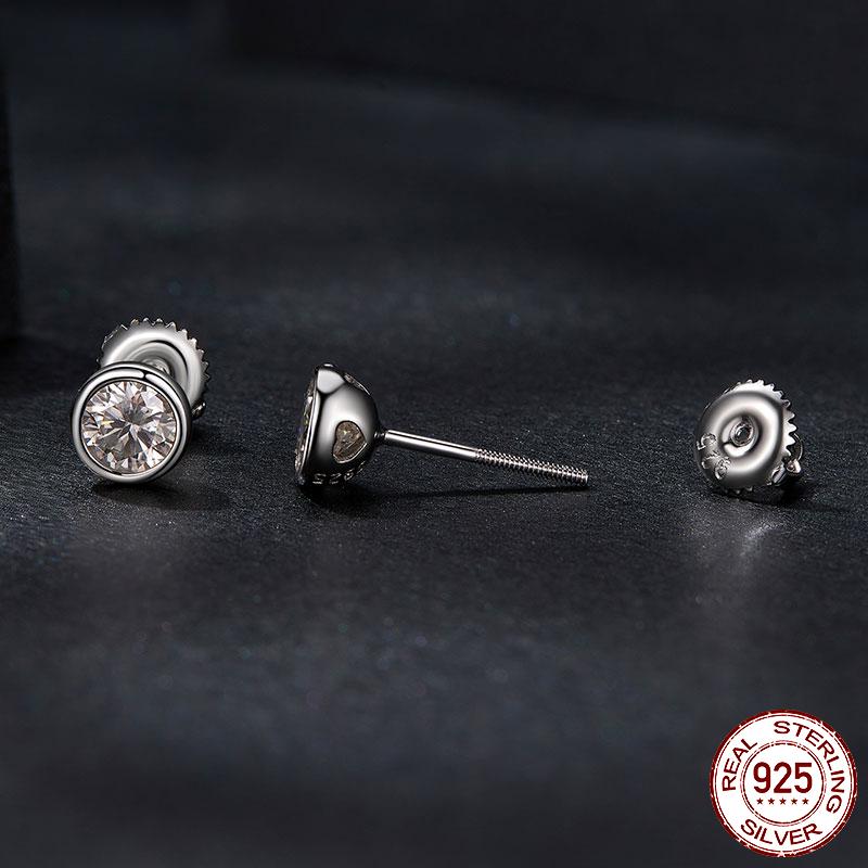 Cercei cu lunetă din argint S925 Moissanite Cercei cu diamant de laborator tăiat rotund pentru femei, cadou de bijuterii de nuntă