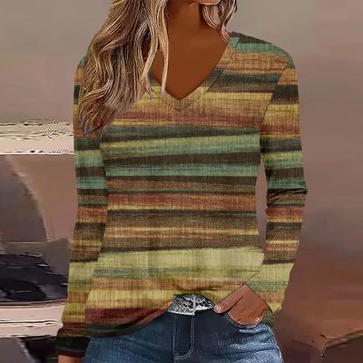 Moda Europea y Americana 2025 Camiseta Elegante de Manga Larga con Cuello en V para Mujer