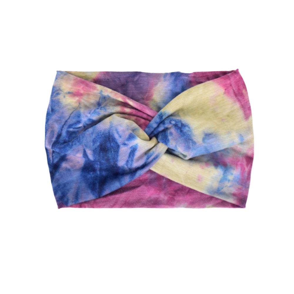 Faixa de cabeça elástica de ioga boêmia europeia e americana – acessório esportivo de cabelo com estampa cruzada de aba larga para mulheres