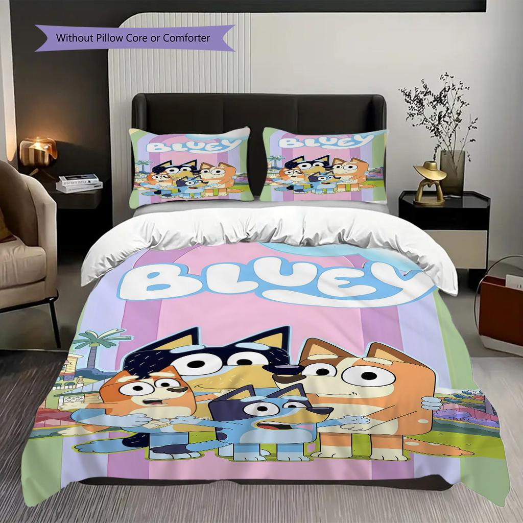Bluey Friends Adventure Threepiece Set 1 Duvet Cover 2 Pillowcase Without Core Duvet Cover And Pillowcase Soft And Comfortable