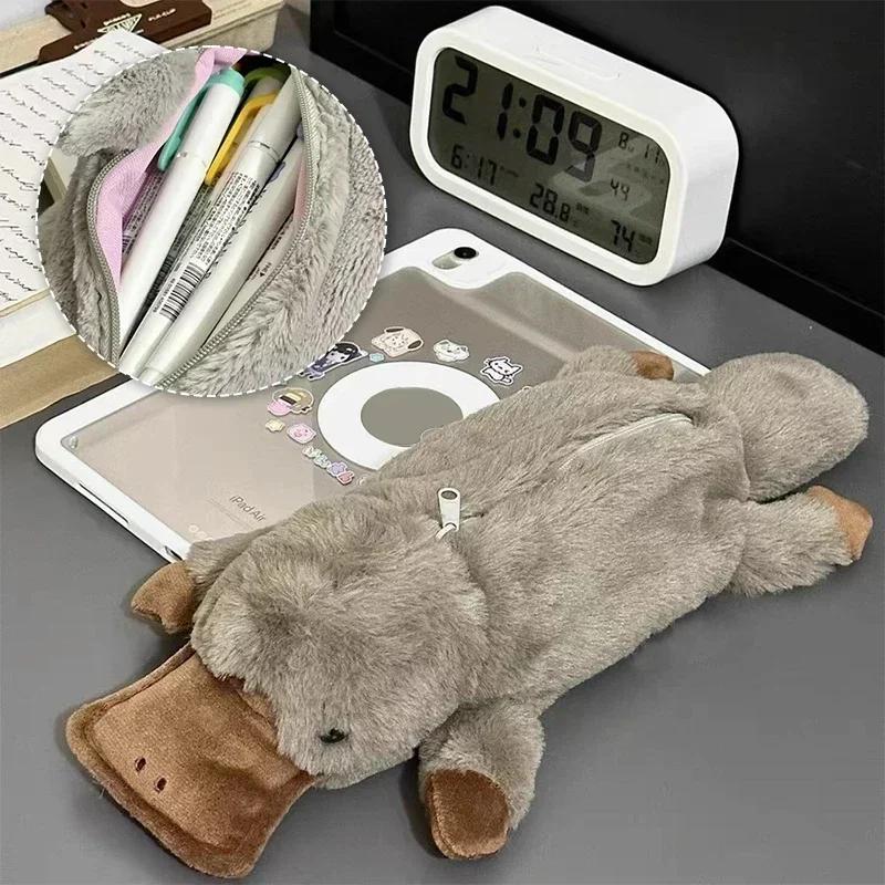 Plush Platypus Doll Pen Bag Ins High Value Soft Cute Cure Decompression Doll Students Learning Stationery Storage Bag