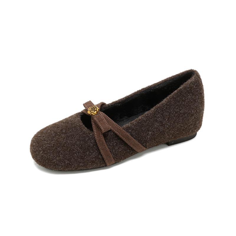 

Insole Height-increasing Shoes for Women in Autumn and Winter with Fleece and Flat Bottom 43 кавовий