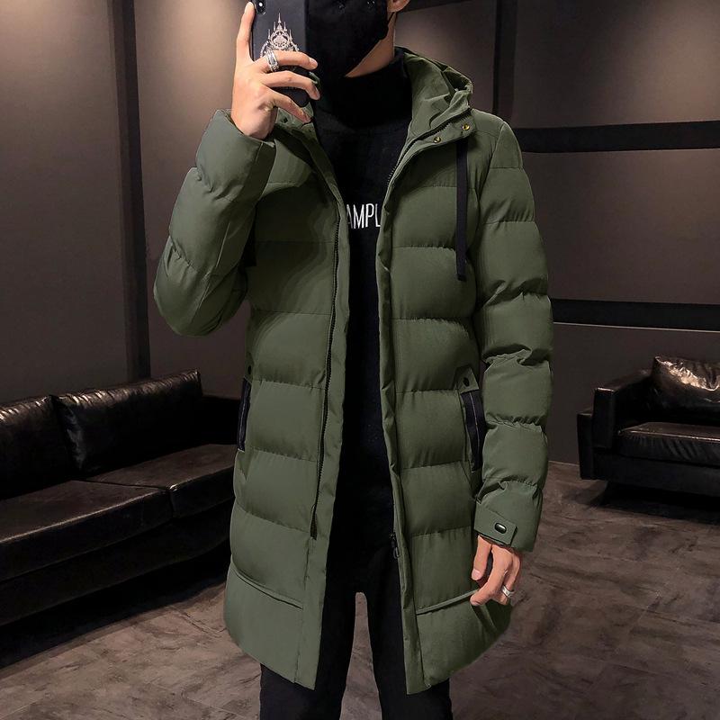 Herren Lange Jacken Wintermäntel Chaquetas Kapuzen-Freizeit-Winterparkas Männlich Grün Warme Parkas Mäntel