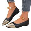 Women's Summer Pointed Toe Low Cut Flats Slip On Shoes with Color Block Design and Metallic Toe Cap for Casual Wear