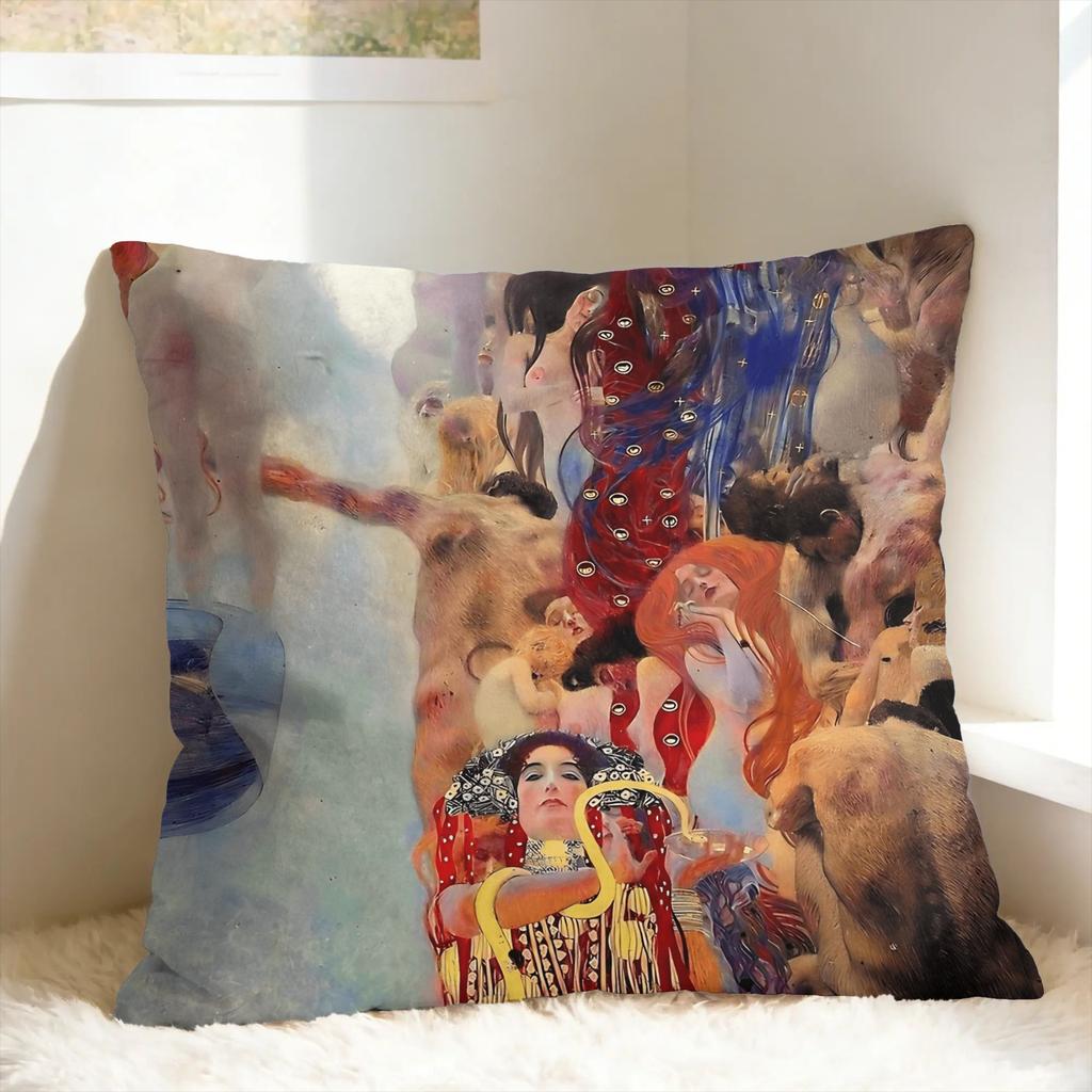 Gustav Klimt Kunst Kissenbezug Druck Kissenbezug Neuheit Kissenhülle für Sofa Couch Bett Wohnzimmer
