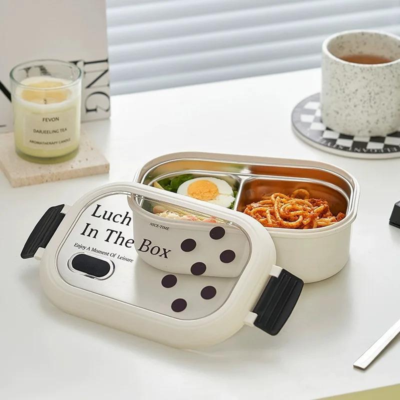304 Stainless Steel Lunch Box Insulated Bento Box For School Kids Office Worker Microwae Heating Lunch Food Container