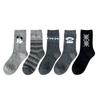 Wool Socks - Women's Warm and Thick Mid-calf Socks with Cartoon Dog and Bow Tie Design, In Gray Color, Suitable for All Occasions and Versatile.