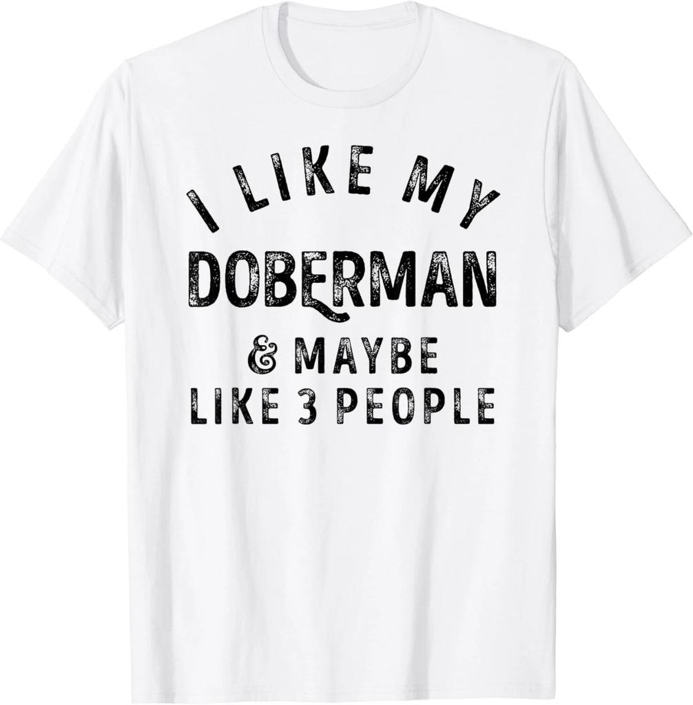 Lubię swojego Dobermana i Może 3 Osoby Miłośnik Psów Retro Prezent Unisex Koszulka