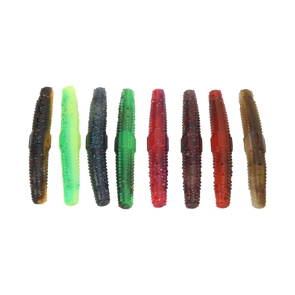 16pcs Soft Lure TPR Bite Resistant Hidden Hook Tip Built In Ringing Bead Soft Stick Baits Worms for