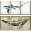 Marine Animals Canvas Paintings Great White Shark Posters and Prints Killer Whale Wall Art Picture for Home Decoration No Frame