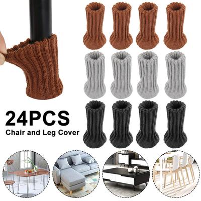24Pcs Knitting Chair Leg Cover Elastic Table Foot Socks Non-Slip Anti-Noise Floor Protectors Pad Chair Socks for Furniture Decor