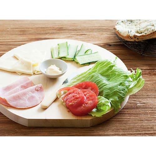 Umezawa Wooden Cutting Board, Hinoki (Cypress), Large, Round, 35cm Diameter x 2cm Thick, Made in Japan, 445109